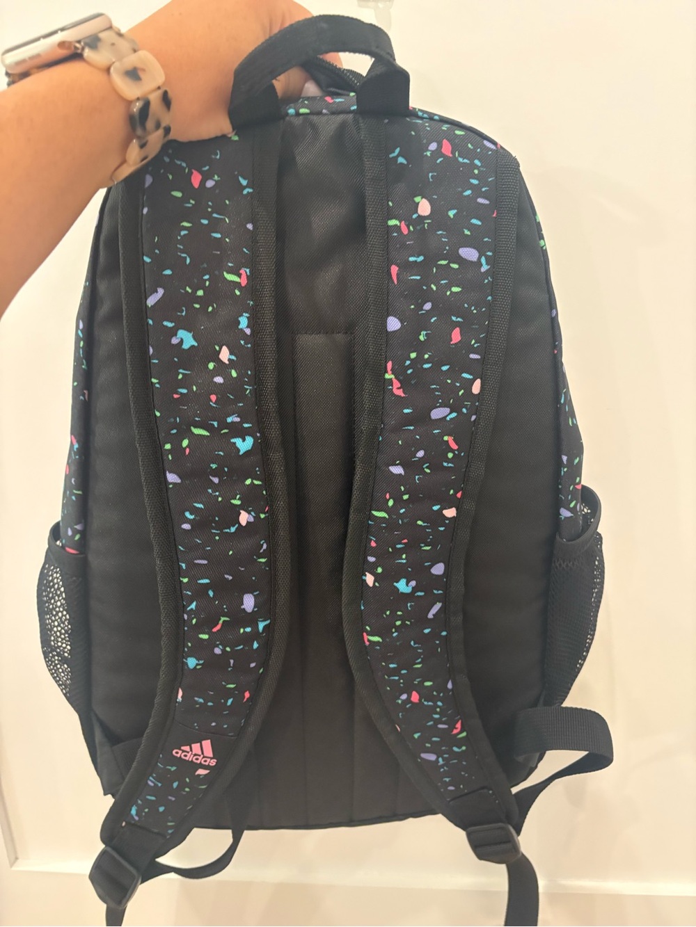 NWT Adidas kids Black Backpack with speckle/confetti design - Picture 3 of 5